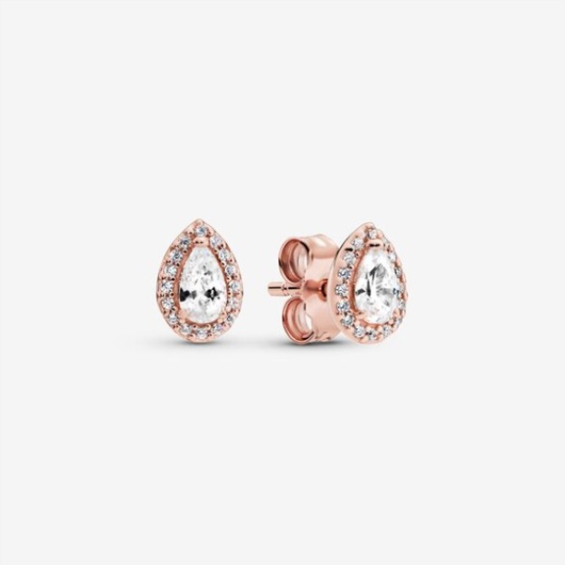Teardrop Halo Stud Earrings Pandora Rose Gold Plated